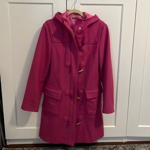 United Colors of Benetton Pink Toggle Wool Peacoat with Hood - EUC